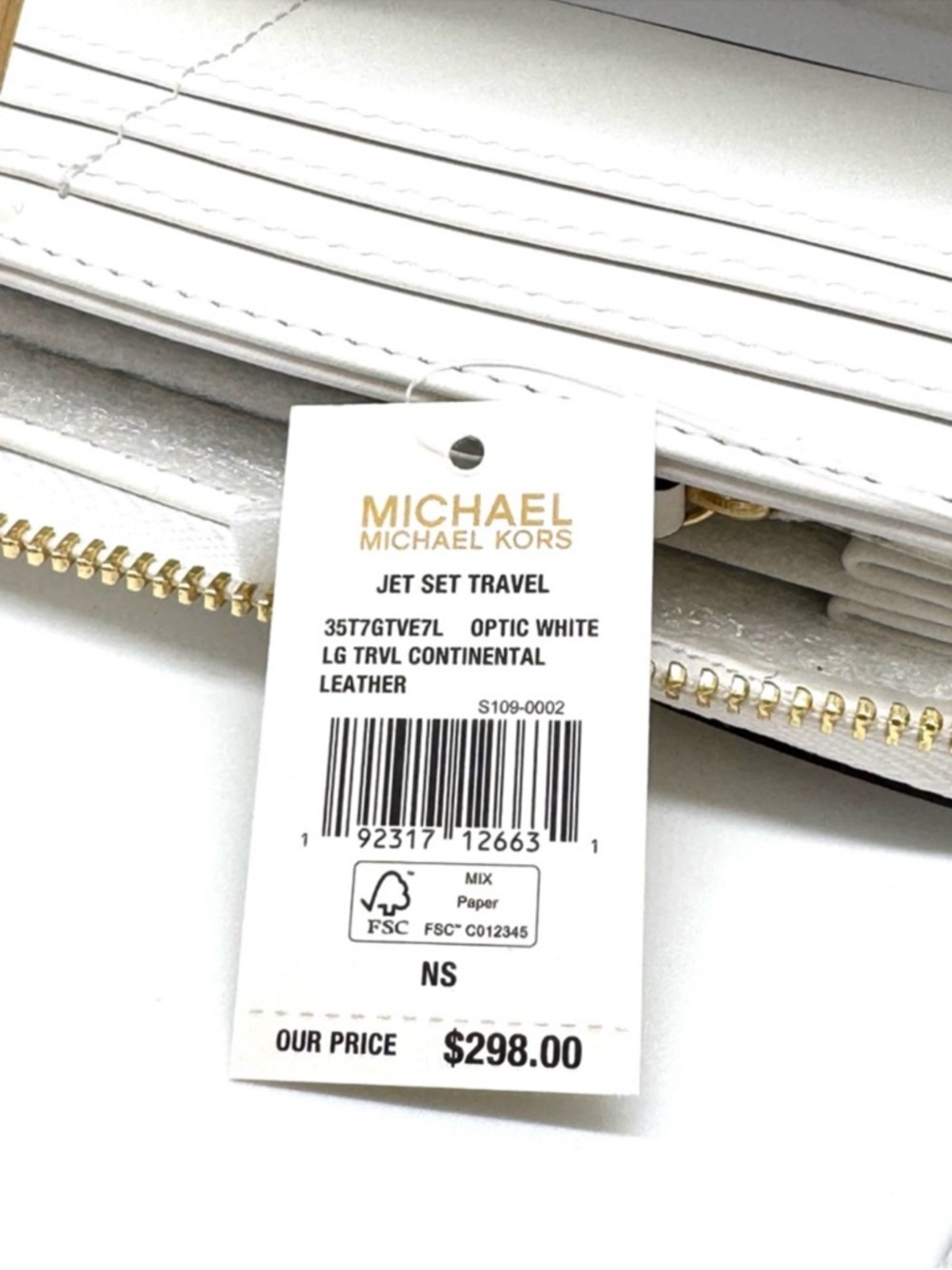 Michael Kors Large Continental Wallet Optic White - Picture 9 of 9